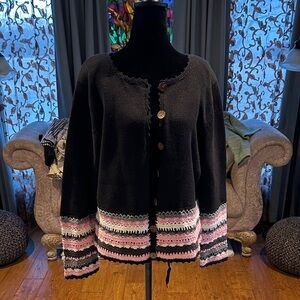 Christopher & Banks Black and Pink Cardigan